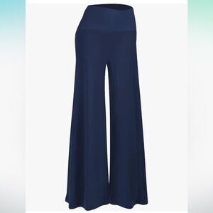 NWT Arolina Women's Stretchy Wide Leg Palazzo Lounge Pants High Waist XL Blue